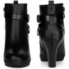 Perphy Women's Platform Side Zip Block Heel Cross Strap Buckle Ankle Boots - 2 of 4