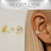 Multi-cut CZ Flat Back Earrings for Cartilage Helix Tragus 5mm 18 Gauge Sterling Silver 1 pair by Ginger Lyne - 2 of 4