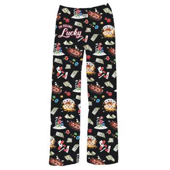 Collections Etc Comfortable I'm Feeling Lucky Drawstring Lounge Pants