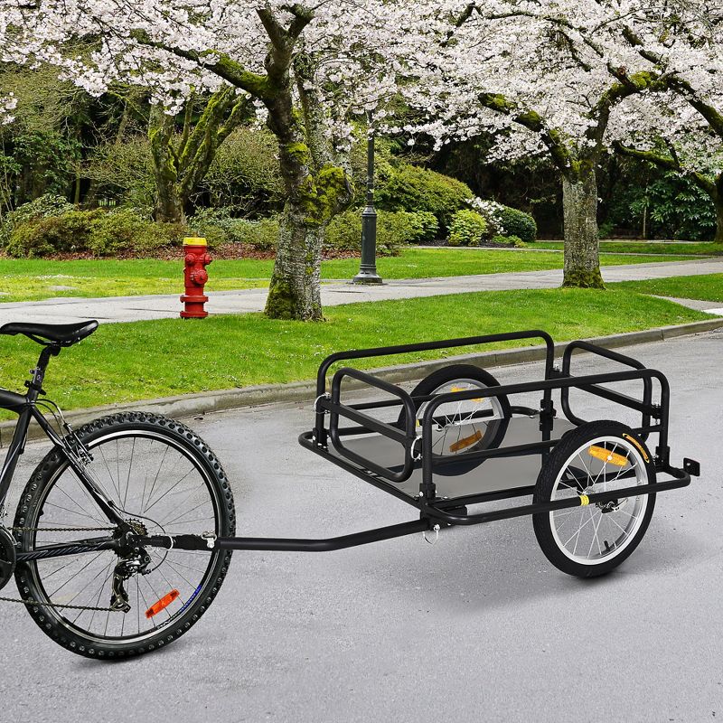Aosom Bike Cargo Trailer for Hefty Loads, Foldable Compact Storage, Heavy-Duty, Bike Wagon Bike Trailer Bicycle Cargo Trailer Bike Attachment, Black, 3 of 10