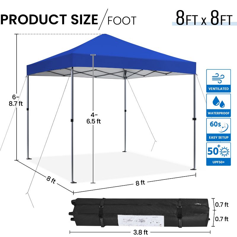 Yaheetech 8x8ft Pop-up Canopy Instant Tent, 3 of 8