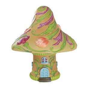 Roman 7.25 In Mushroom House Flowers Door Windows Figurines - 1 of 3