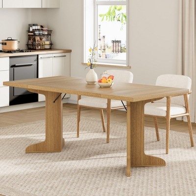 Homhougo 71" Large Dining Table for 6 to 8 People, Modern Dinner Table with Unique Wooden Legs, Rectangle Dining Table for Kitchen Oak