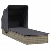 vidaXL Sunbed with Foldable Roof Gray 83.9"x24.8"x38.2" Poly Rattan - 4 of 4