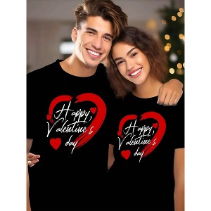 Fioneca Happy Valentine's Day! Letter Couple Outfits Print, Lover