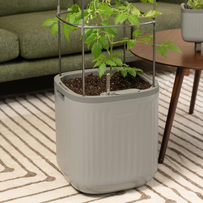 Fog Gray Self-Watering Indoor Outdoor Planter with Trellis