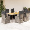 vidaXL Patio Dining Set with Cushions Outdoor Garden Furniture Poly Rattan - Gray 74.8" Table Length 6 Pieces - 2 of 4
