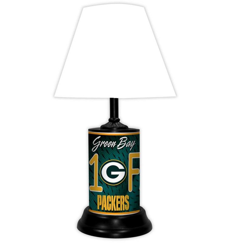 NFL 18-inch Desk/Table Lamp with Shade, #1 Fan with Team Logo, Green Bay Packers, 1 of 4