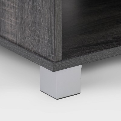 Modern Gray Wood Grain & Silver Leg TV Stand for Up to 85" TVs