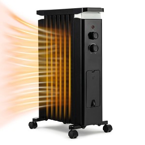 Costway 1500W Oil Filled Radiator Heater Electric Space Heater w/ Humidifier White\Black - 1 of 4