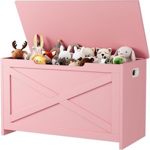Acekool 30" Storage Chest Bench with Safety Hinge, Wooden Toy Box Organizer for Bedroom or Entryway - 1 of 4