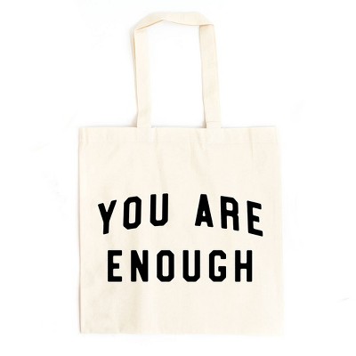 City Creek Prints You Are Enough Block Canvas Tote Bag - 15x16 - Natural