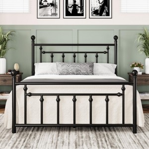 Allewie 14 Inch Metal Platform Bed Frame with Victorian Vintage Headboard and Footboard / Mattress Foundation / Under Bed Storage / No Box Spring Needed / Easy Assembly / Noise-Free - 1 of 4