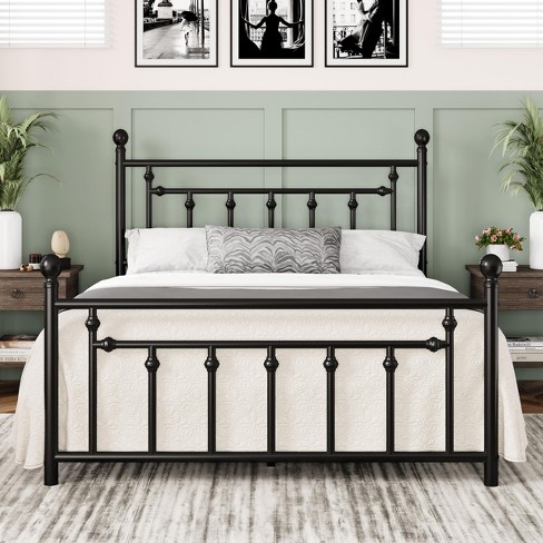 Allewie 14 Inch Metal Platform Bed Frame with Victorian Vintage Headboard and Footboard / Mattress Foundation / Under Bed Storage / No Box Spring Needed / Easy Assembly / Noise-Free - image 1 of 4