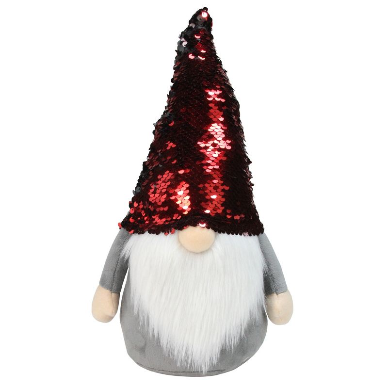 Northlight 11" Standing Gnome Christmas Decoration with Red Flip Sequin Hat, 1 of 8