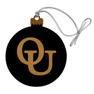 Oakland University Secondary Logo Wood Christmas Tree Holiday Ornament