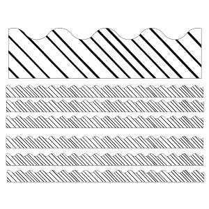 Carson Dellosa Education Kind Vibes Black & White Stripes Scalloped Borders, 39 Feet Per Pack, 6 Packs - 1 of 2