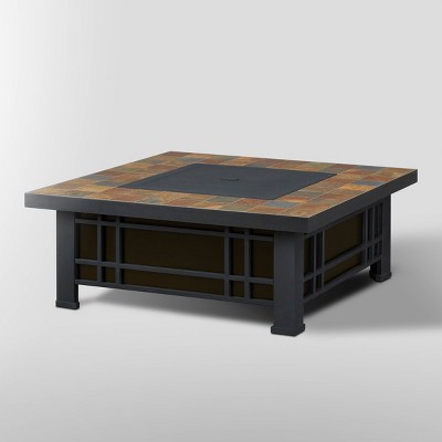 Morrison Square Propane Fire Pit Brown Real Flame Target