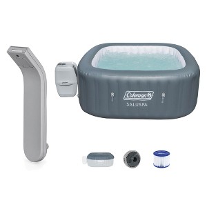 SaluSpa Battery Powered LED Soothing Spa Waterfall Accessory with Coleman SaluSpa AirJet Inflatable Square Hot Tub with 114 Soothing Jets, Gray - 1 of 4