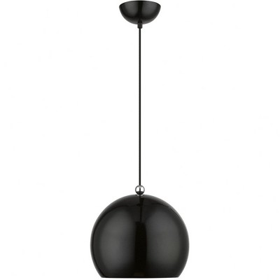 Stockton 11.75" Black and White Globe Pendant with Chrome Accents