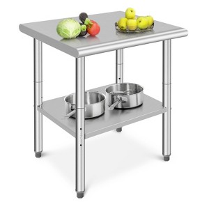 Stainless Steel Table, Heavy-Duty Metal Commercial Prep Table with Open Storage Racks for Restaurant Kitchens, Home, Hotels, Food Preparation - 1 of 4