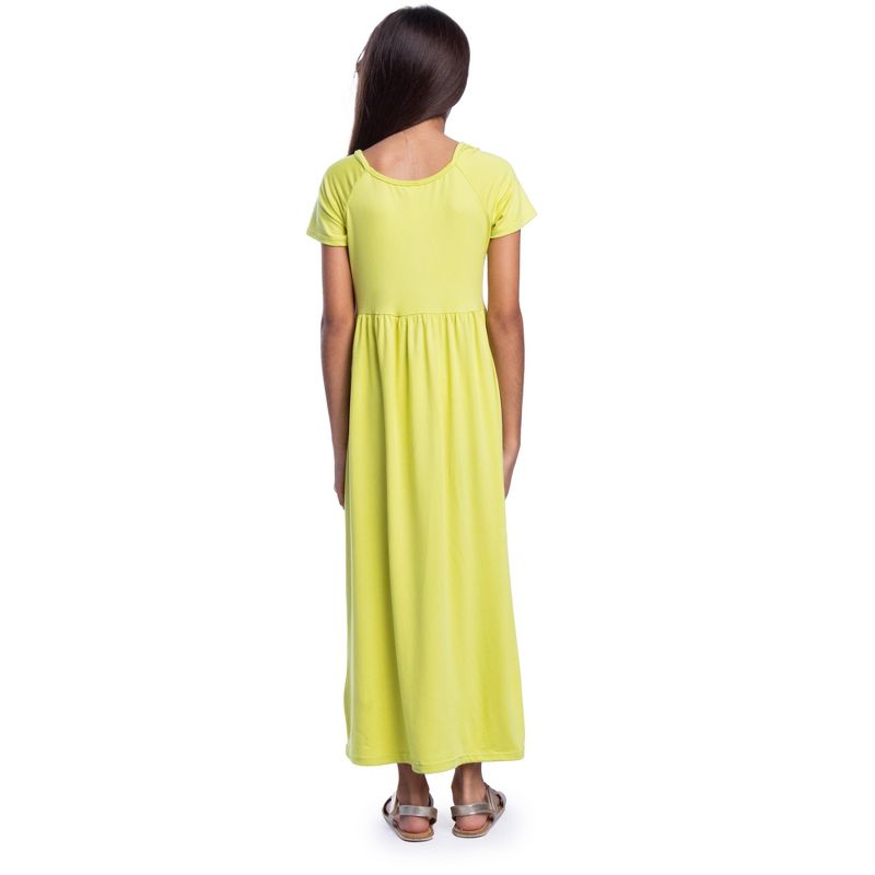 24seven Comfort Apparel Girls Short Sleeve Pleated Maxi Dress, 3 of 5