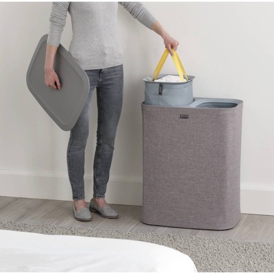 Gray Plastic Kids Laundry Sorter with Lid
