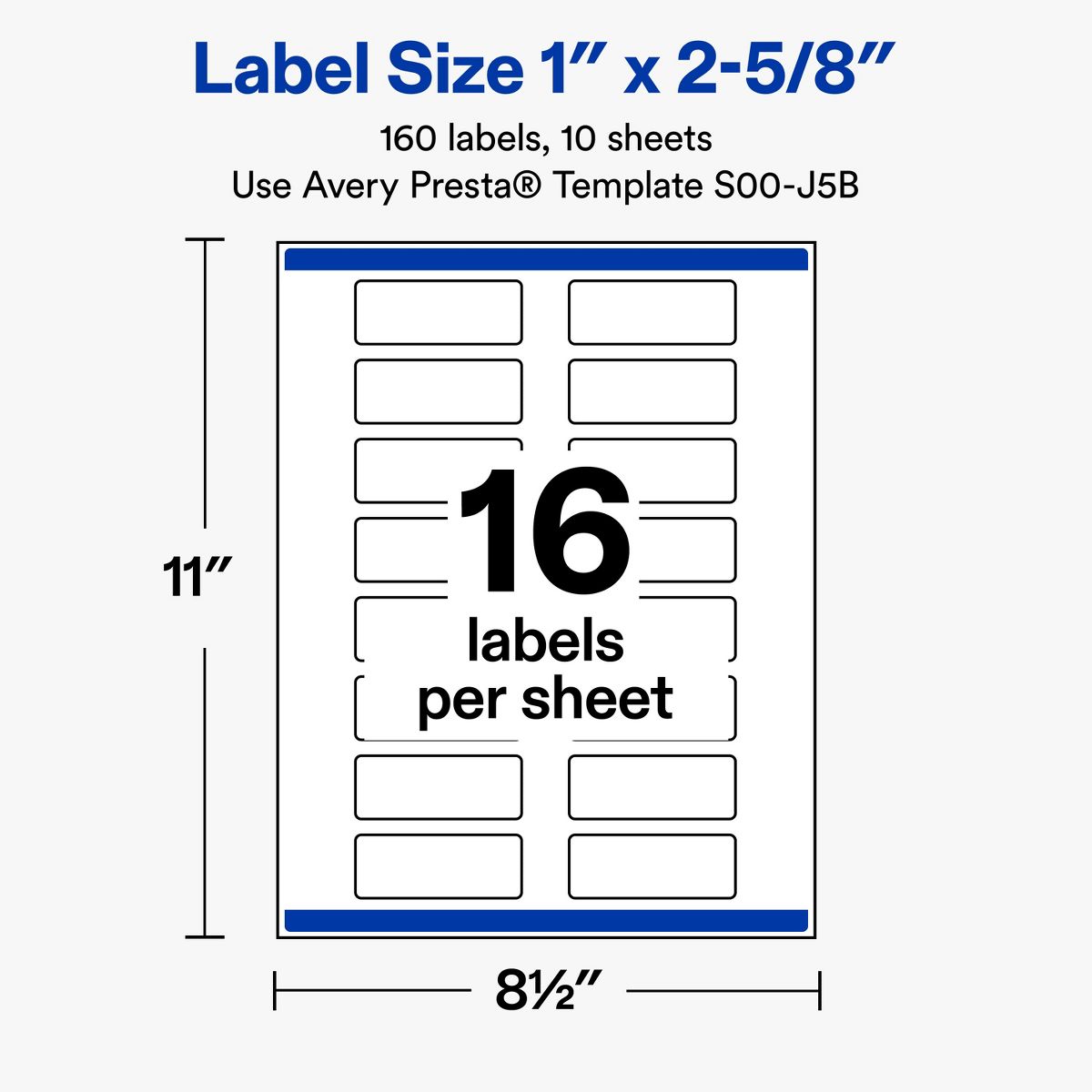 Avery® Labels, 1" x 2-5/8", Matte, Silver Menorah Frame, 160 - thumbnail 5