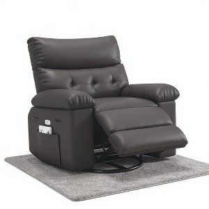 PU Leather Recliner Chair, 360° Swivel with Side Pocket Sofa, Manual Lounge Recliner with Comfortable Arms - 1 of 4