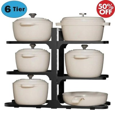 TOBILI Pots and Pans Organizer, Stainless Steel Pots Organizer Rack for Cookware, Heavy Duty Pots Rack for Kitchen Storage