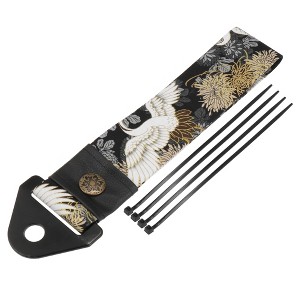 Unique Bargains 1 Set Car Tow Strap Ancient Japanese Element Belt Flying Crane Pattern Black - 1 of 4