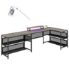 NicBex Home Office Desk U-Shape Morden Computer Desk with Open Storage Shelves, Desktop Stand and LED Light Strip for Games and Work, Gray - 4 of 4