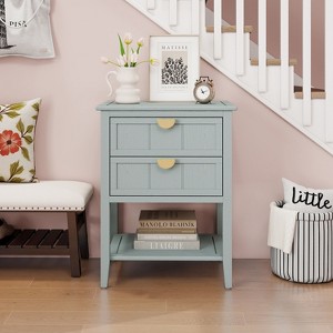NicBex Modern American Farmhouse End Table with 2 Drawers & Bottom Shelf,Rustic Side Table,Console Table for Bedroom,Living Room - 1 of 4