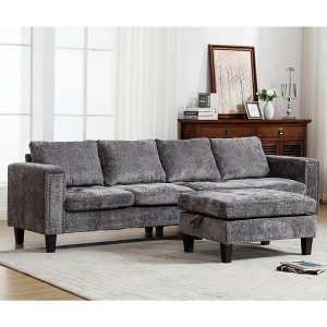 104.5'' 5-Seat Chenille Modular Sectional Sofa with Storage Ottoman, L-Shaped Sectional Sofas with Reversible Chaise, Riveted Design, Easy Assembly - 1 of 4