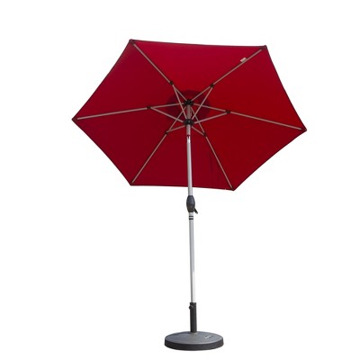 Maggift Outdoor Patio Umbrella with 6 Sturdy Ribs, Push Button Tilt and Crank, Waterproof, UV-Resistant, Brick red, 90"*90"*86.64"