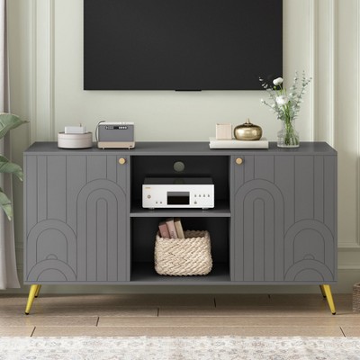 Modern TV Stand for TVs up to 55'',Entertainment Center with Storage, Wood TV Media Console, Sideboard Storage Cabinet for Living Room Bedroom