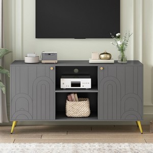 Modern TV Stand for TVs up to 55'',Entertainment Center with Storage, Wood TV Media Console, Sideboard Storage Cabinet for Living Room Bedroom - 1 of 4