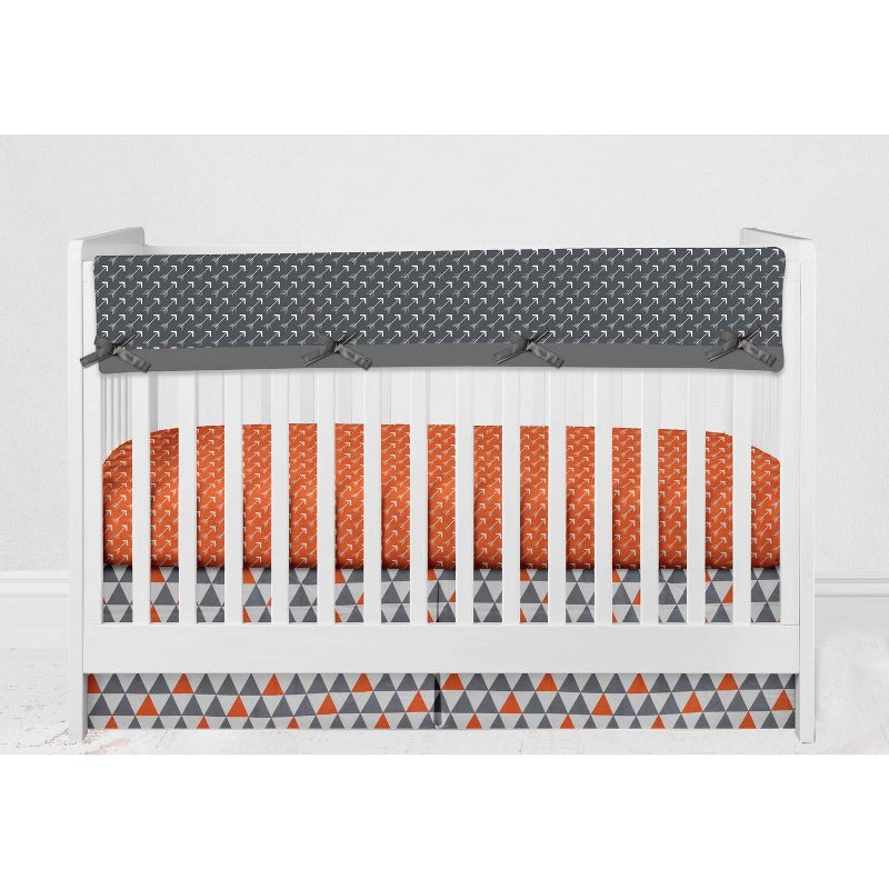Bacati - Playful Fox Long Crib Rail Guard Cover Orange/Gray, 2 of 7