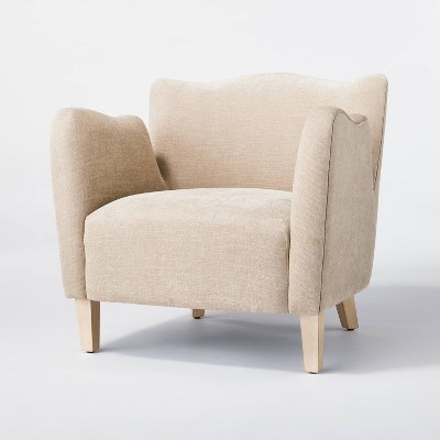 Wing Arm Accent Chair Velvet Beige (KD) - Threshold™ designed with Studio McGee