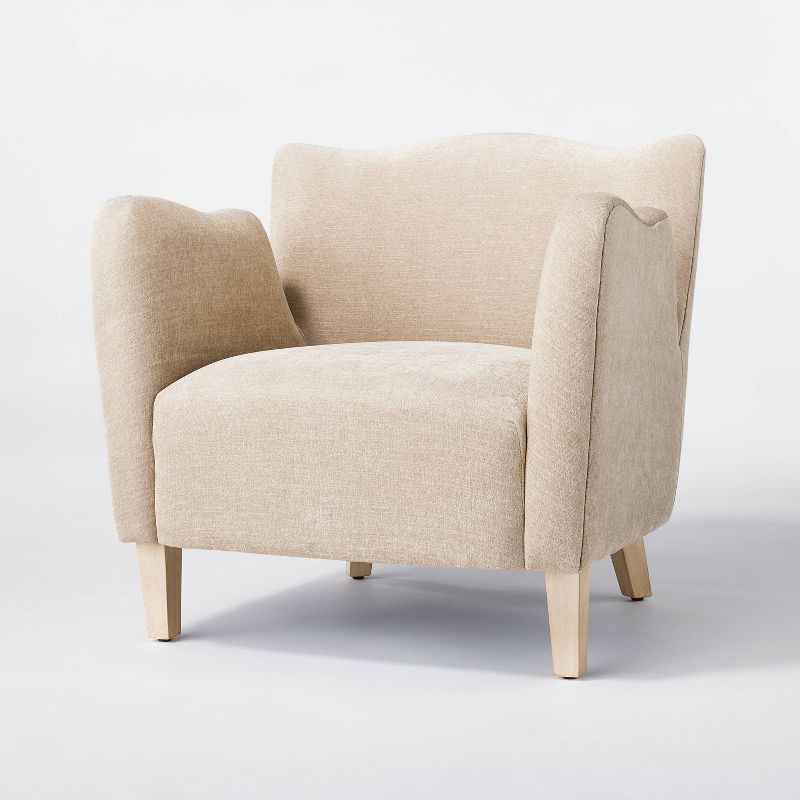  Wing Arm Accent Chair Velvet Beige - Threshold™ designed with Studio McGee, 1 of 10