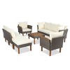 Nestfair 9pc Outdoor Conversation Set With Acacia Wood Legs and Tabletop Beige - 4 of 4