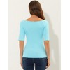 INSPIRE CHIC Women's Half Sleeves Scoop Neck Fitted Layering Soft T-Shirt - 4 of 4