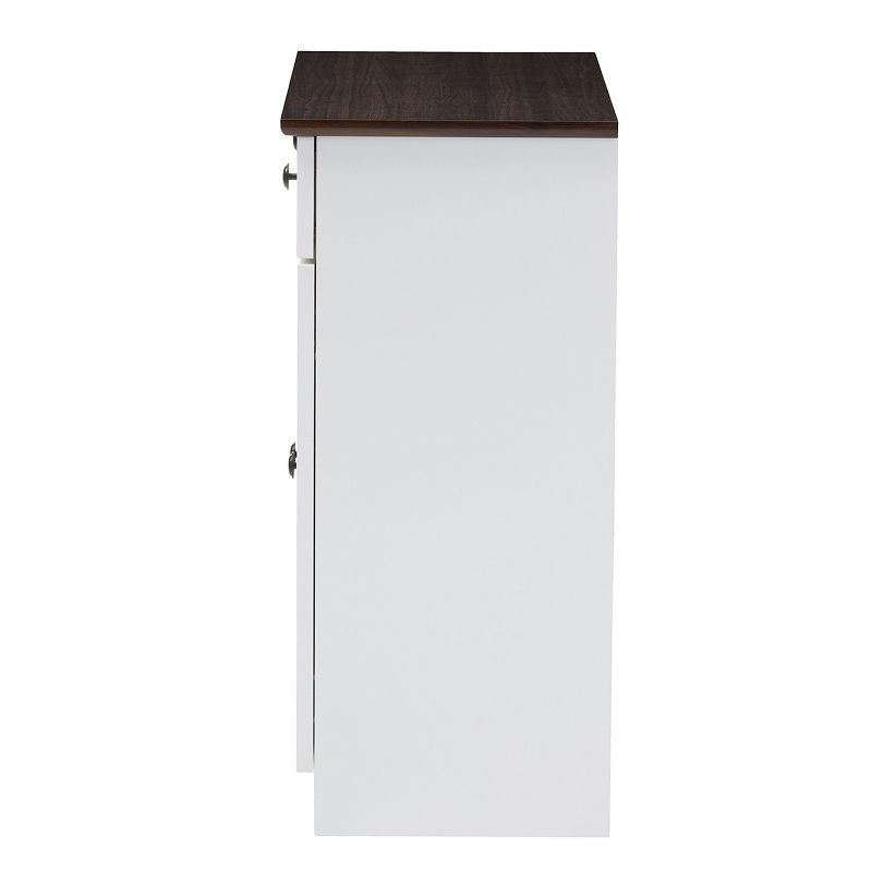 Lauren TwoTone and Buffet Kitchen Cabinet with Two Doors and Two Drawers White/Dark Brown - Baxton Studio, 4 of 9