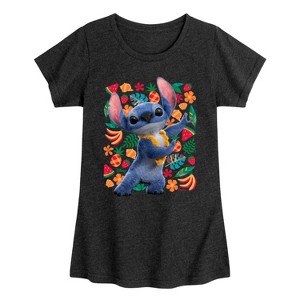 Girls' - Lilo And Stitch - Hula Dancing Fitted Short Sleeve Graphic T-Shirt - 1 of 3
