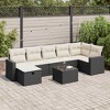 vidaXL Garden Sofa Set Black PE Rattan Large Adjustable Feet - 2 of 4