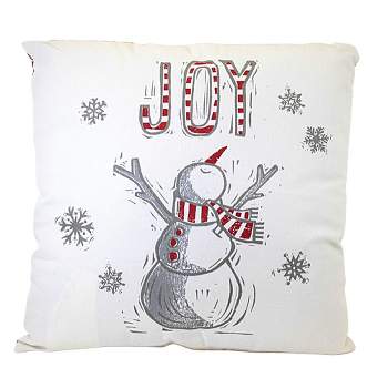 Primitives By Kathy 18.0 Inch Joy Pillow Snowman Snowflakes Throw Pillows