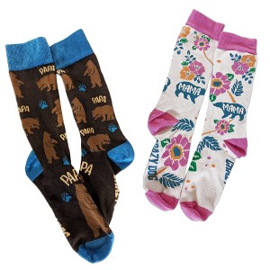 Crazy Dog Mama and Papa Bear Sock Set Funny Mens and Womens Sock Combo for Parents - 1 of 4