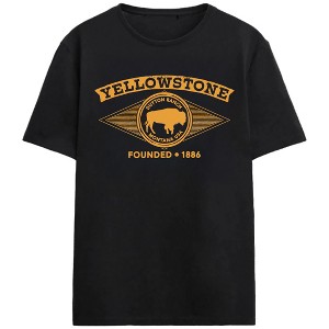 Yellowstone Bison Seal Adult Black Crew Neck Short Sleeve T-shirt - 1 of 3