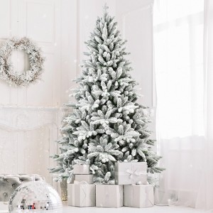 DOMETOUR White Artificial Christmas Tree, Flocked Xmas Tree with Branch Tips, Foldable Fake Christmas Tree for Christmas Decoration - 1 of 4