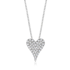 Pure Collection by Ross-Simons 0.20 ct. t.w. Pave Diamond Heart Necklace in Sterling Silver Size 18 - 1 of 4